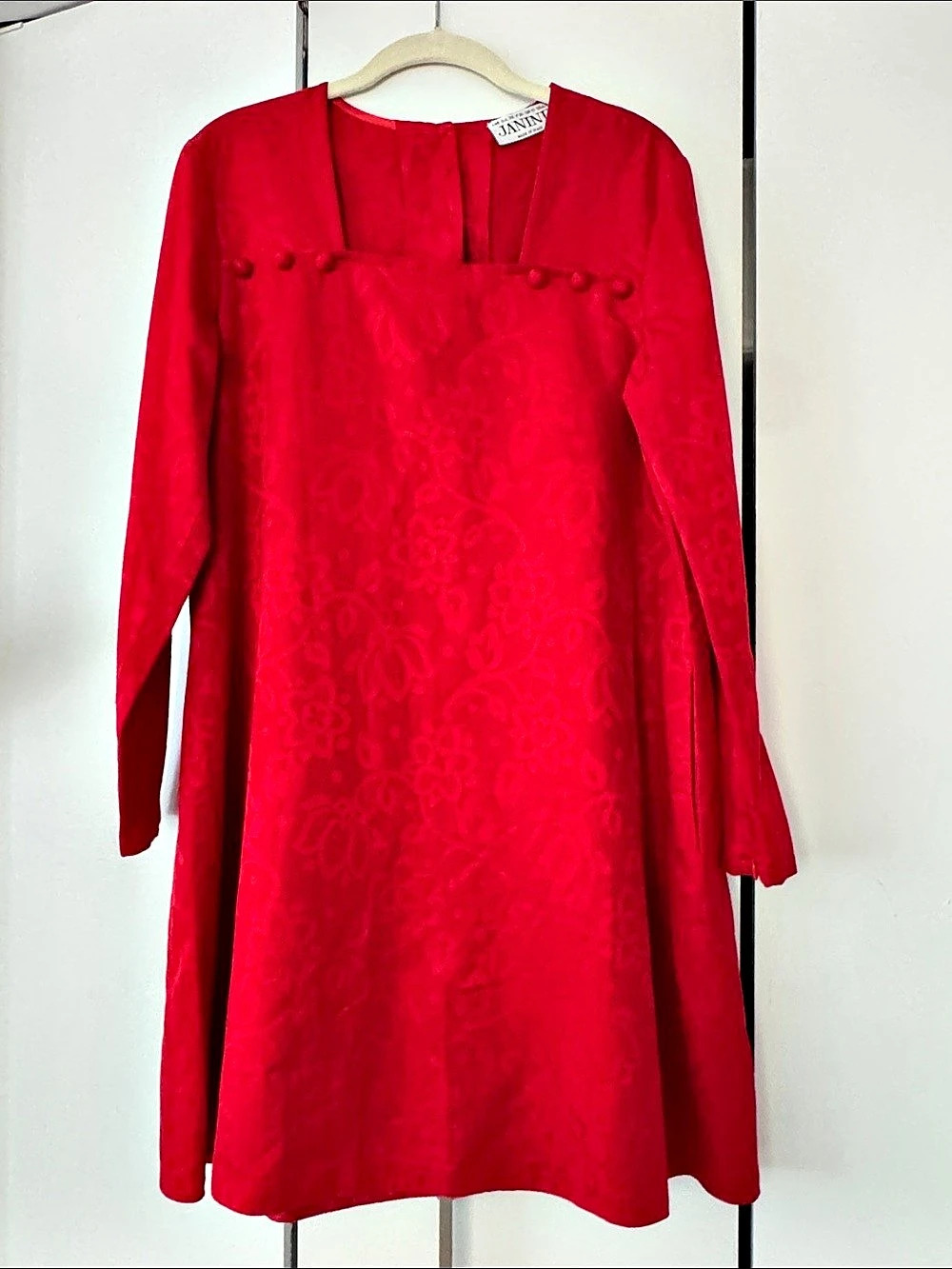 Vintage JANINE Floral Mini Dress in Red Size 6 Like New